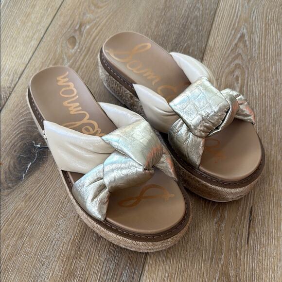 Sam Edelman Kory Platform Metallic Knot Women's Sandals Size 7 - Picture 1 of 7
